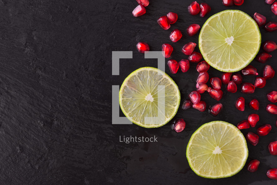 limes and pomegranate 