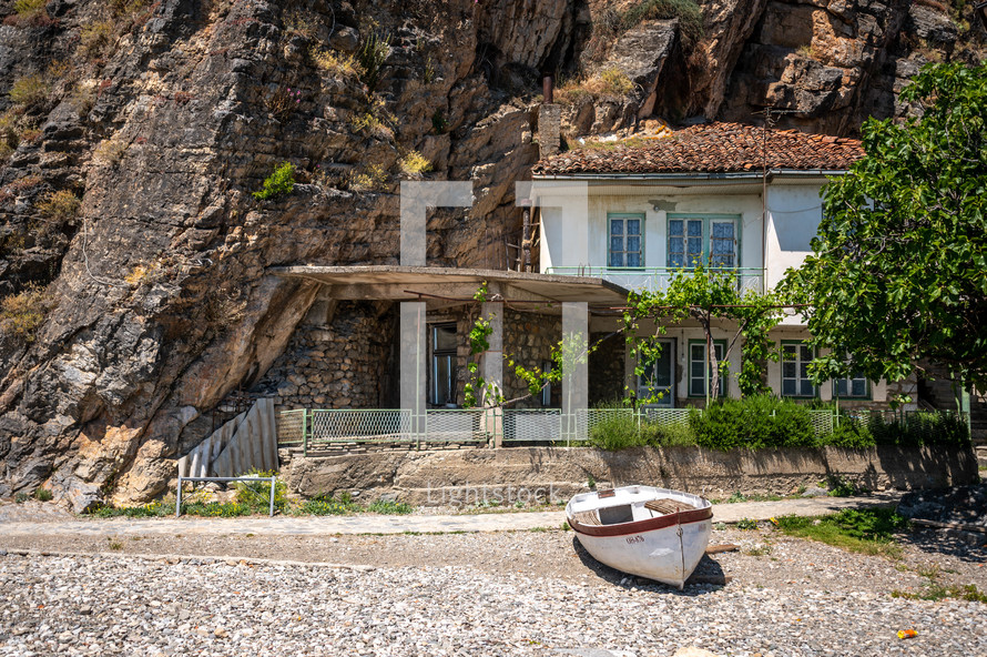 home built into a cliff 