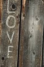 word Love on wood