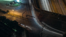 streaks of light from passing cars at night