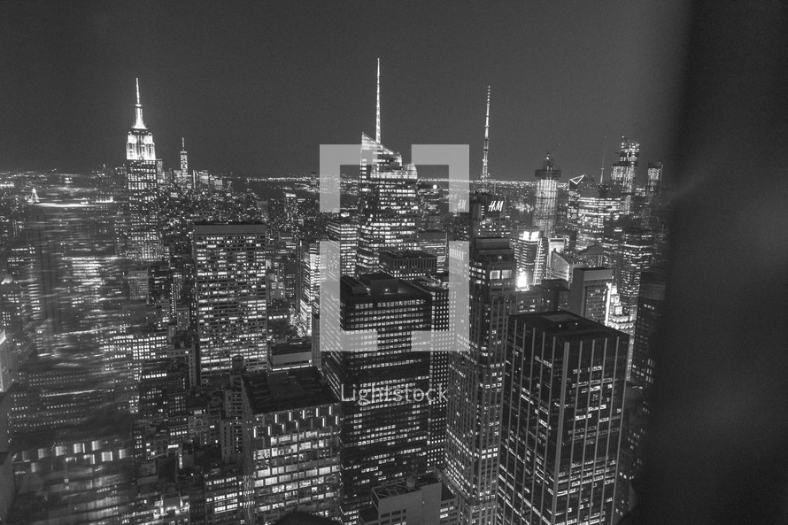 New York City cityscape at night