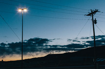 street lamp and power lines 