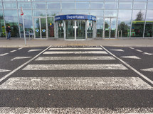 BRISTOL, UK - CIRCA OCTOBER 2016: Departures entrance at Bristol International Airport