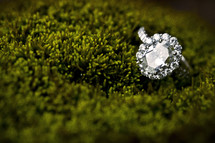 engagement ring in moss 