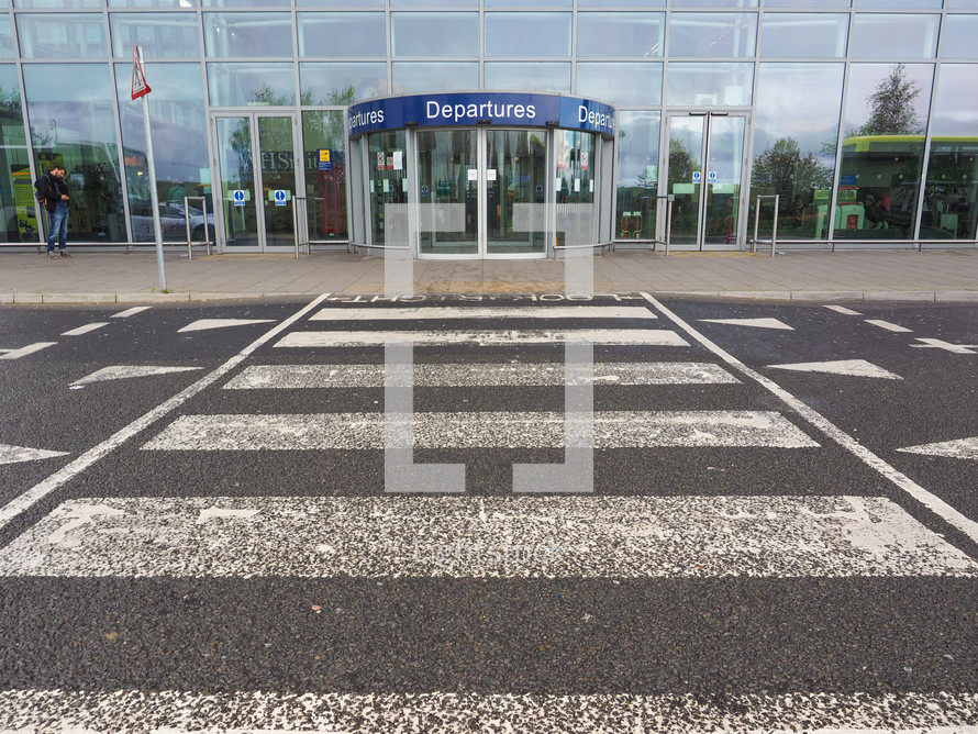 BRISTOL, UK - CIRCA OCTOBER 2016: Departures entrance at Bristol International Airport