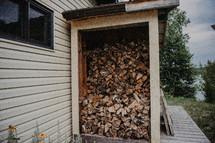 firewood at a lake cabin 