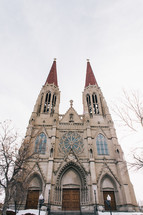 double steeples on a church 