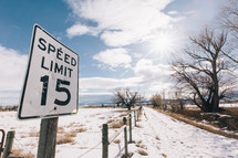 speed limit sign and snow 