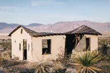 abandoned house in a desert 