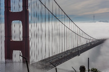 Golden Gate bridge in thick fog 