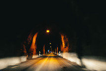 light in a highway tunnel 