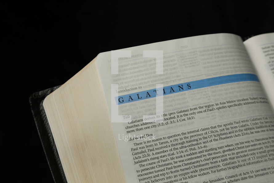 Open Bible in book of Galatians
