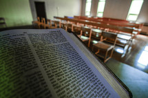 pages of a open Bible in a church 