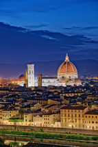 Florence Tuscany - Night scenery with Duomo Santa Maria del Fiori Renaissance architecture in Italy