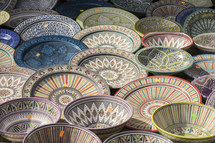 colorful bowls at a market 