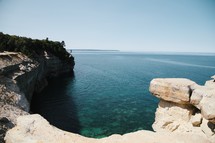 sea cliffs along a shore 