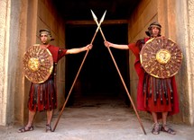 Roman soldiers guarding the gate