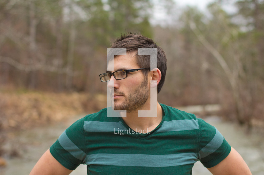profile of a man wearing glasses