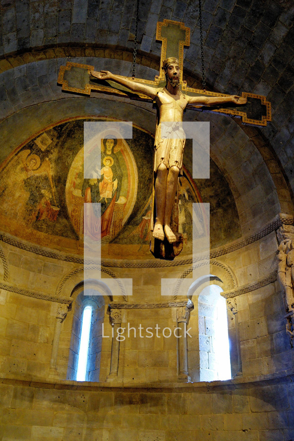 crucifix hanging in a dome 