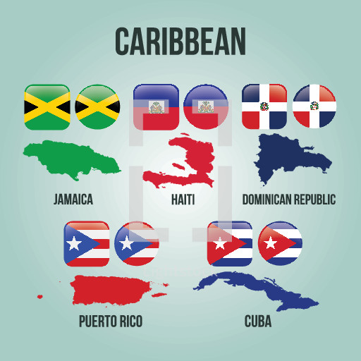 Caribbean countries, puerto rico, cuba, haiti,... — Vector — Lightstock