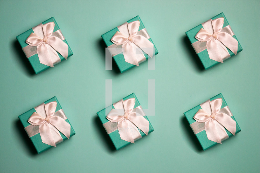 wrapped gift on turquoise 