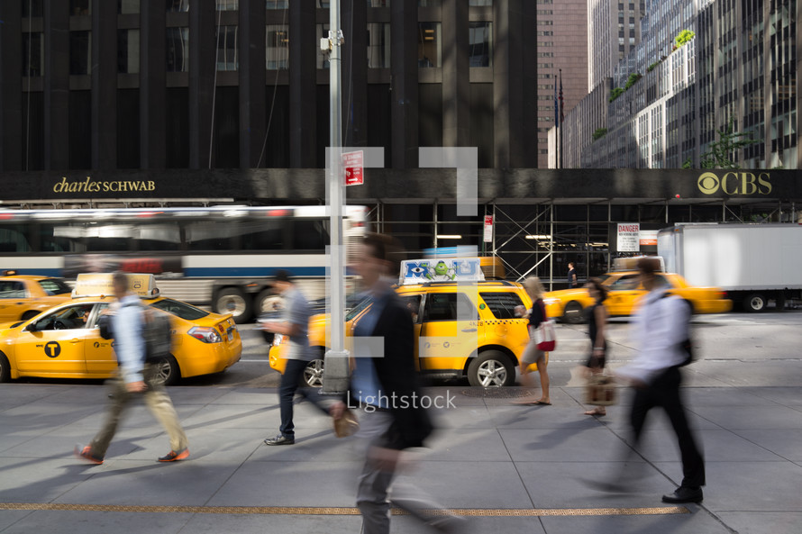 passing pedestrians in a city 