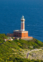 Lighthouse "Faro di Punta Carena", Anacapri, Capri island, Italy.