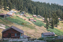 Village in the mountains in summer