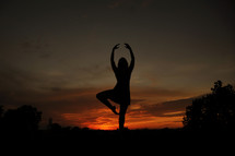 silhouette of a dancer at sunset 