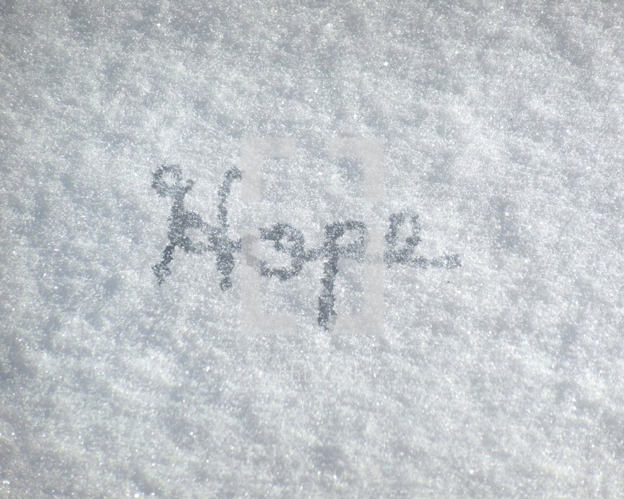 Hope written in snow.