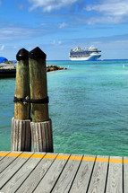 Caribbean port and cruise ship 