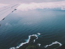 ariel view of the ocean from a plane 