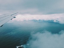 aerial view of the ocean from a plane 