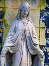 A statue of the Virgin Mary, the mother of Jesus Christ