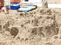 sand castle on a beach in Spain.