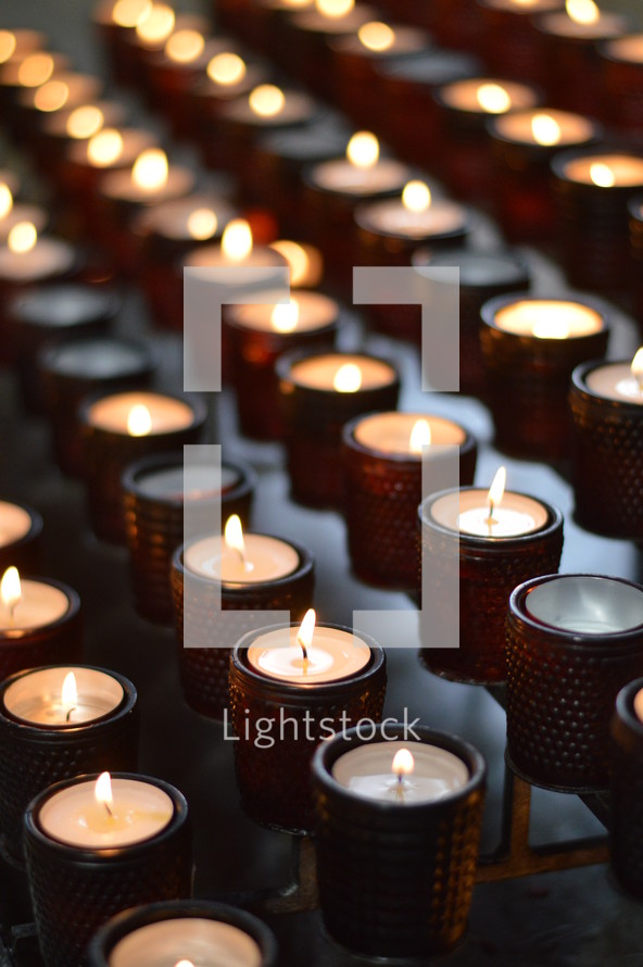 prayer candles in a Catholic church 