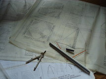 Blueprint for a church building, 
