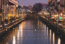 Evening illuminations by the canal