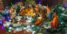 Christmas crib with figures and nativity
