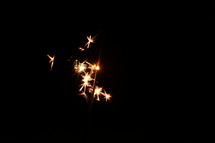 sparks from a sparkler in darkness 