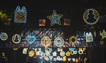 Christmas illuminations in the street at night