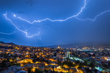 Lightning over the night city