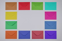 frame of colorful envelopes 