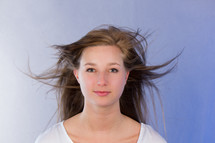 woman's hair blowing 