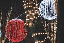 Illuminated Christmas  balls in the street