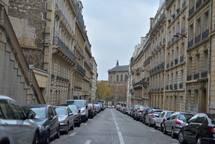cars parked along a downtown street