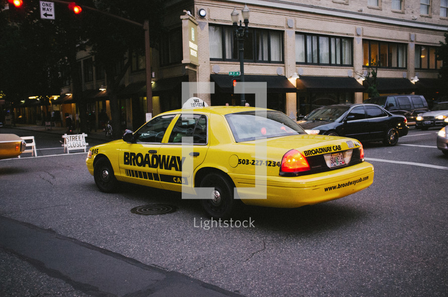 Taxi cab in traffic