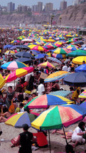 umbrellas on a crowded beach 