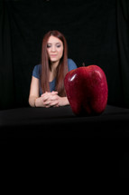 young woman and an apple 