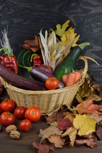 vegetables in a wicker basket 